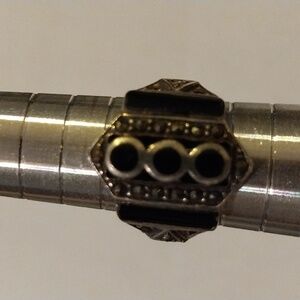 Sterling silver ring set with marcasites and onyx